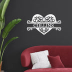 Fancy Heart Custom Name Steel Wall Sign