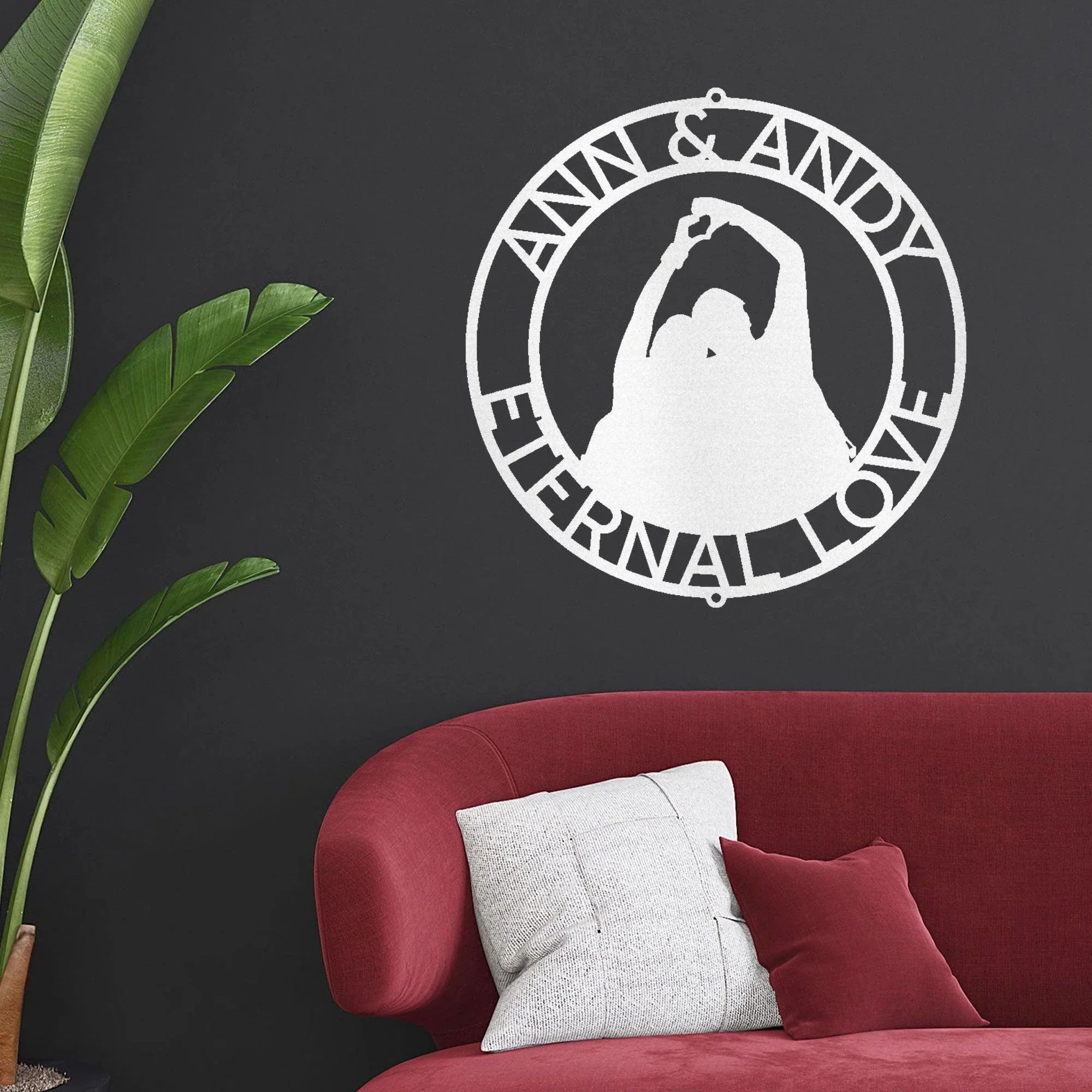 Couple Silhouette Custom Name Steel Wall Sign