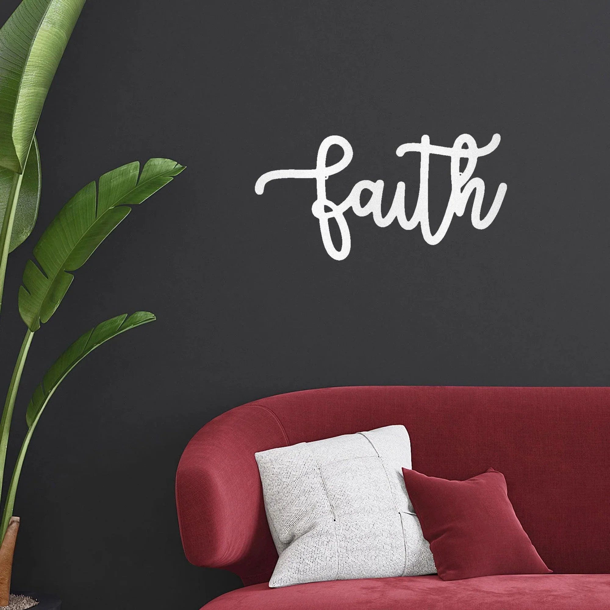 Faith Script Indoor Outdoor Steel Wall Sign