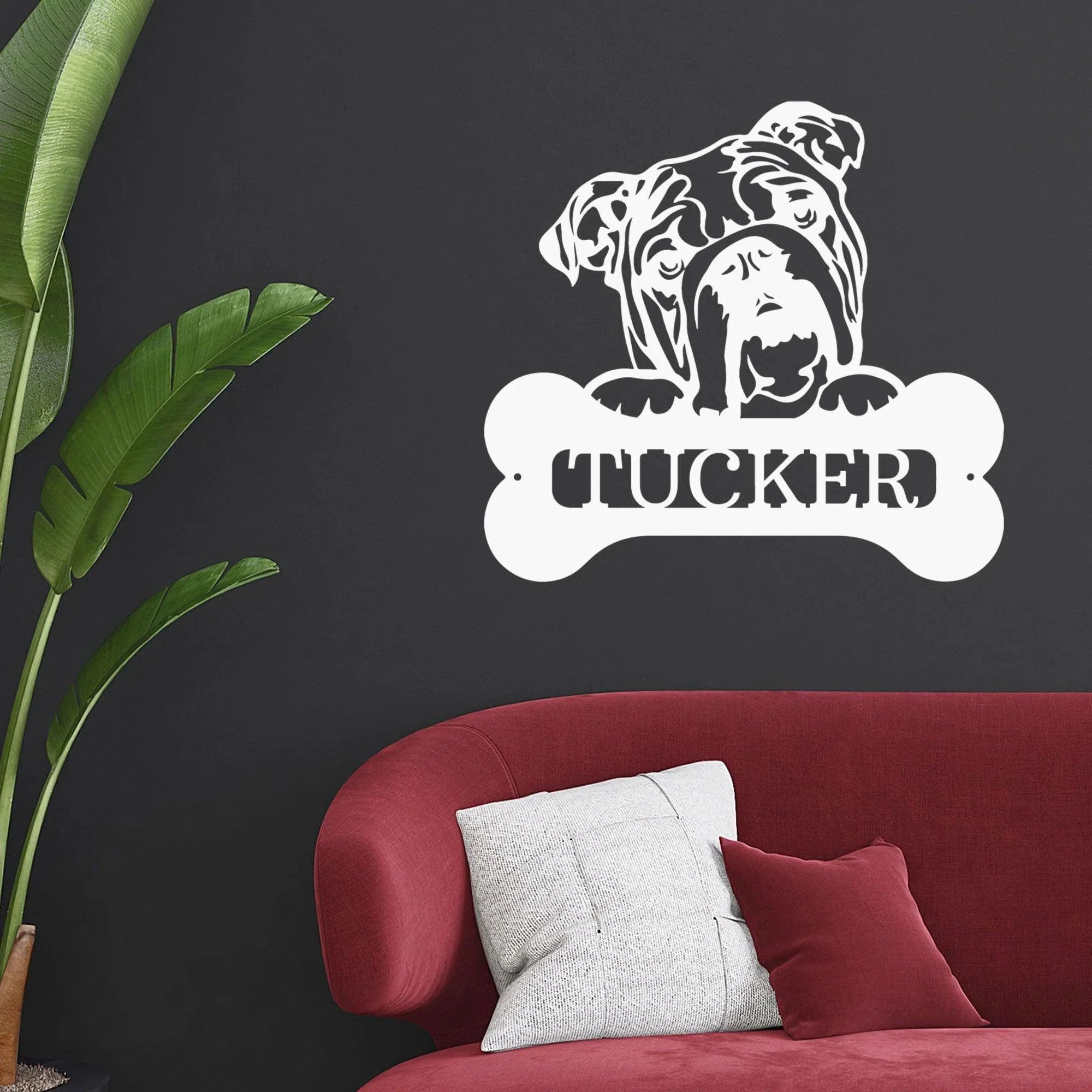 Bulldog Custom Name Metal Art Wall Sign