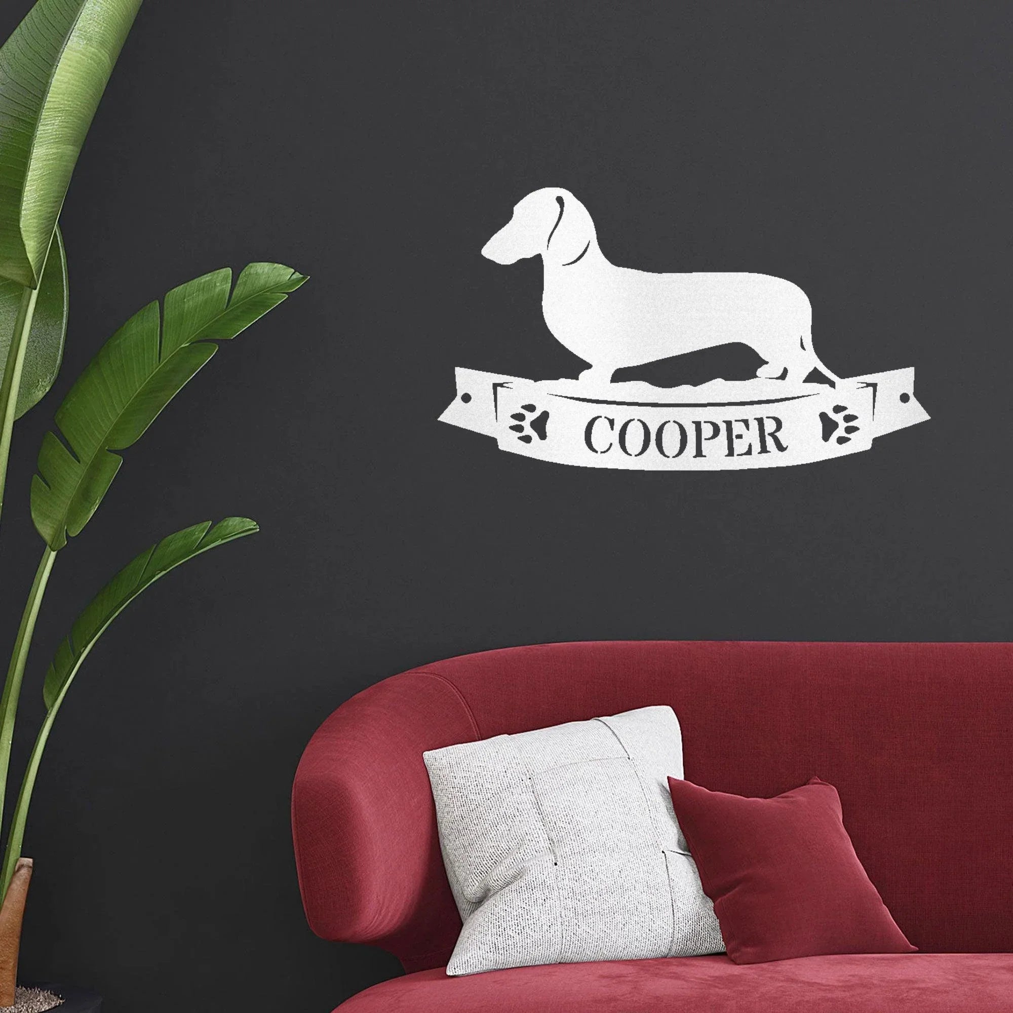 Dachshund Banner Monogram - Steel Sign