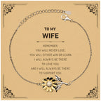 Wife Gifts, To My Wife Remember, you will never lose. You will either WIN or LEARN, Keepsake Sunflower Bracelet For Wife Card, Birthday Christmas Gifts Ideas For Wife X-mas Gifts
