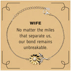 Wife Long Distance Relationship Gifts, No matter the miles that separate us, Cute Love Sunflower Bracelet For Wife, Birthday Christmas Unique Gifts For Wife
