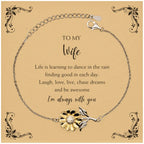 Wife Sunflower Bracelet Birthday, Valentine Gifts Life is learning to dance in the rain,