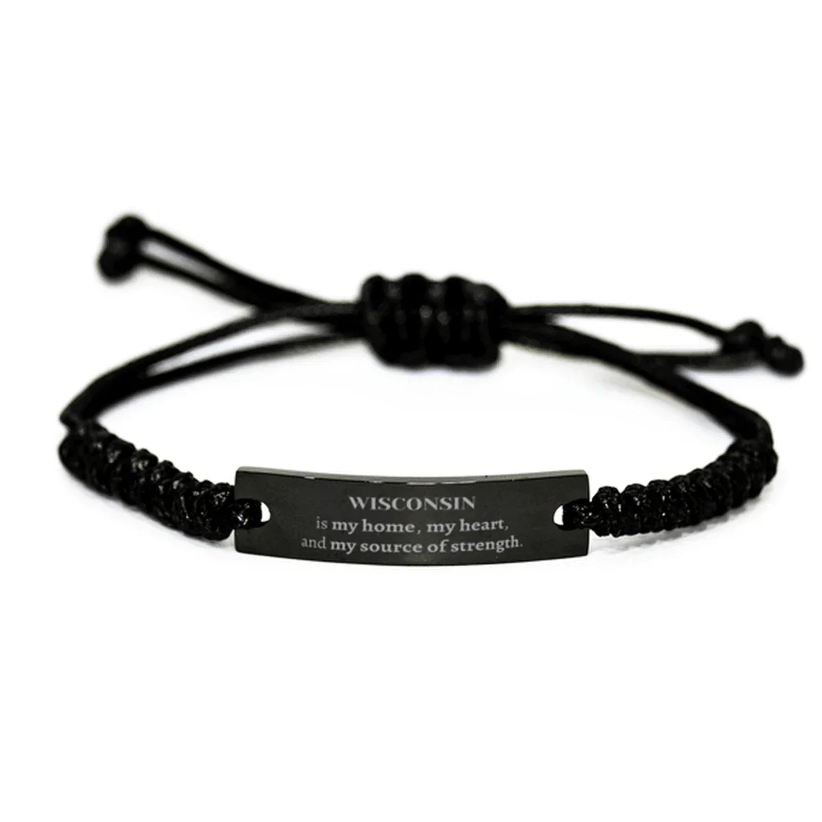 Wisconsin is my home Gifts, Lovely Wisconsin Birthday Christmas Black Rope Bracelet For People from Wisconsin, Men, Women, Friends