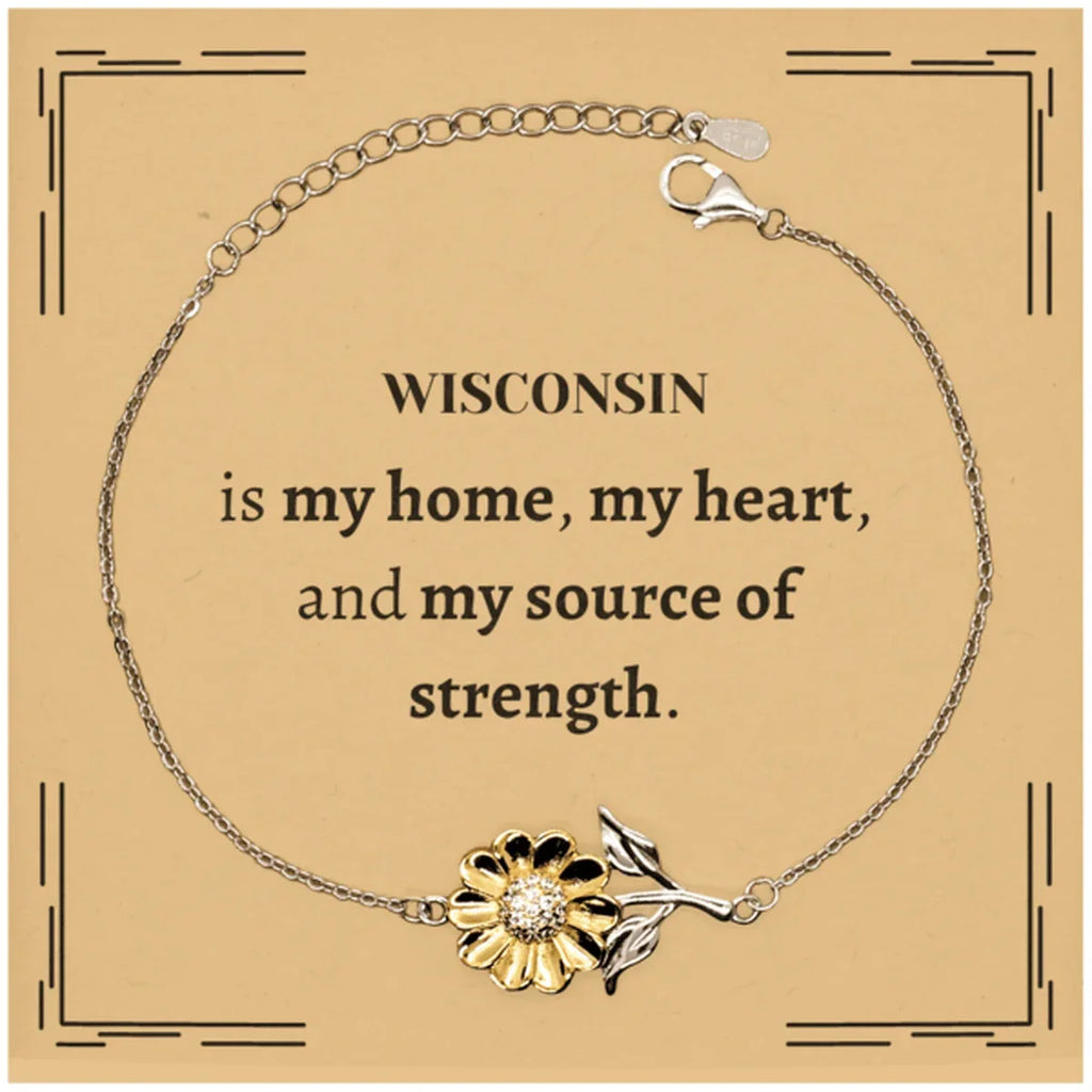 Wisconsin is my home Gifts, Lovely Wisconsin Birthday Christmas Sunflower Bracelet For People from Wisconsin, Men, Women, Friends