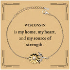 Wisconsin is my home Gifts, Lovely Wisconsin Birthday Christmas Sunflower Bracelet For People from Wisconsin, Men, Women, Friends