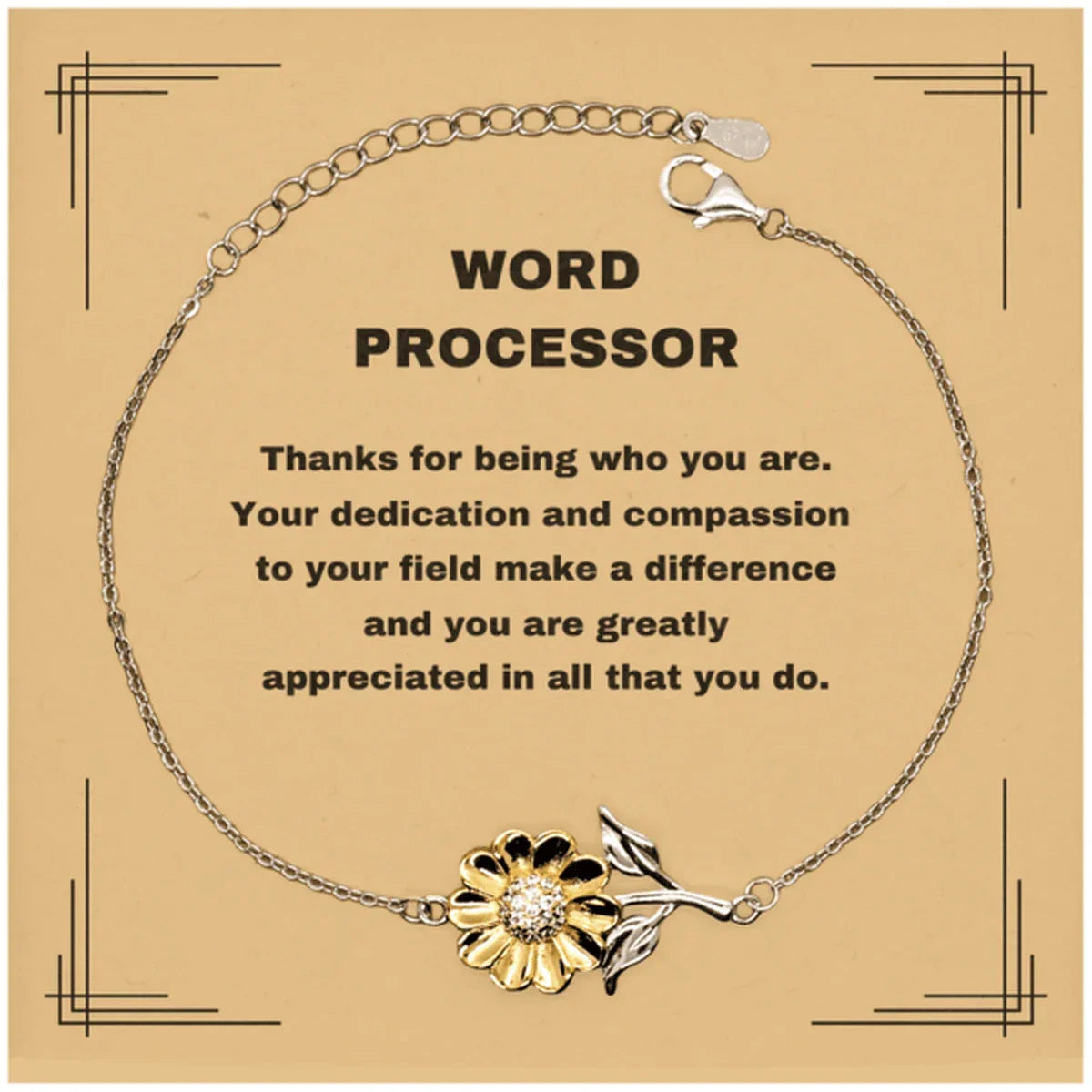 Word ProcessorSunflower Bracelet - Thanks for being who you are - Birthday Christmas Jewelry Gifts Coworkers Colleague Boss