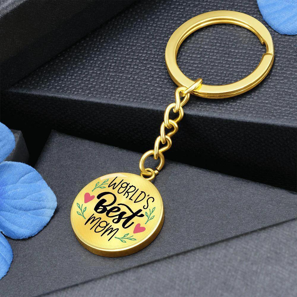 World’s Best Mom Engraved Circle Keychain – Mother’s Day Gift, Birthday Gift for Mom