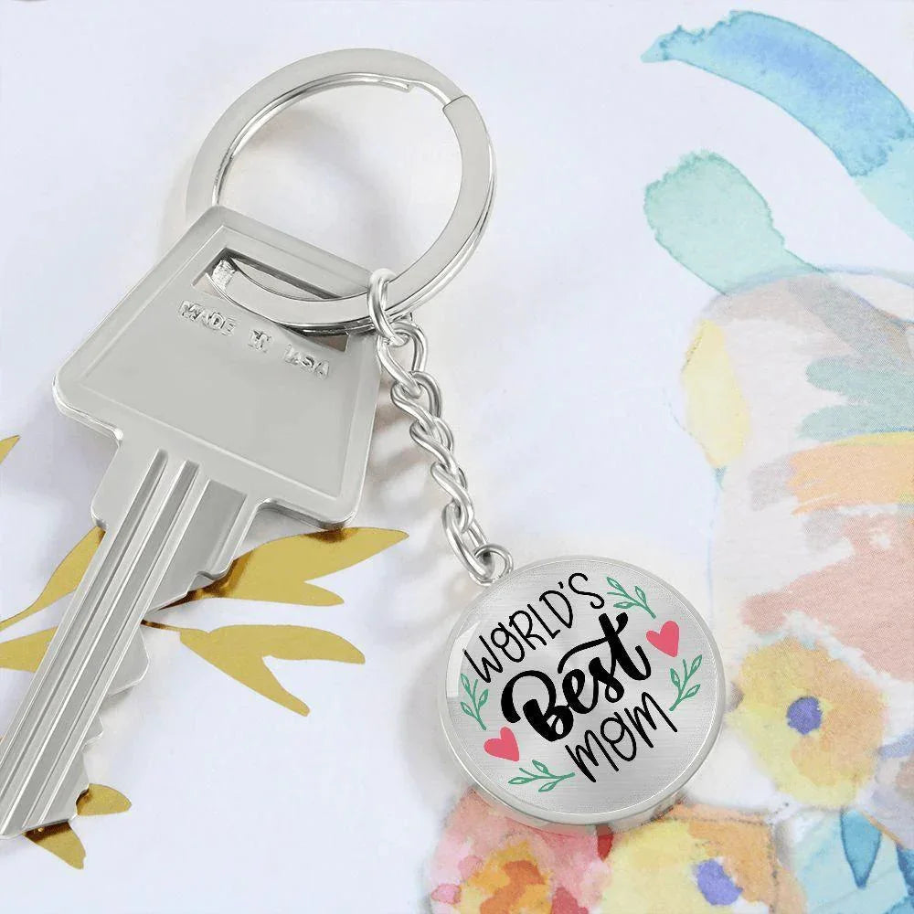 World’s Best Mom Engraved Circle Keychain – Mother’s Day Gift, Birthday Gift for Mom
