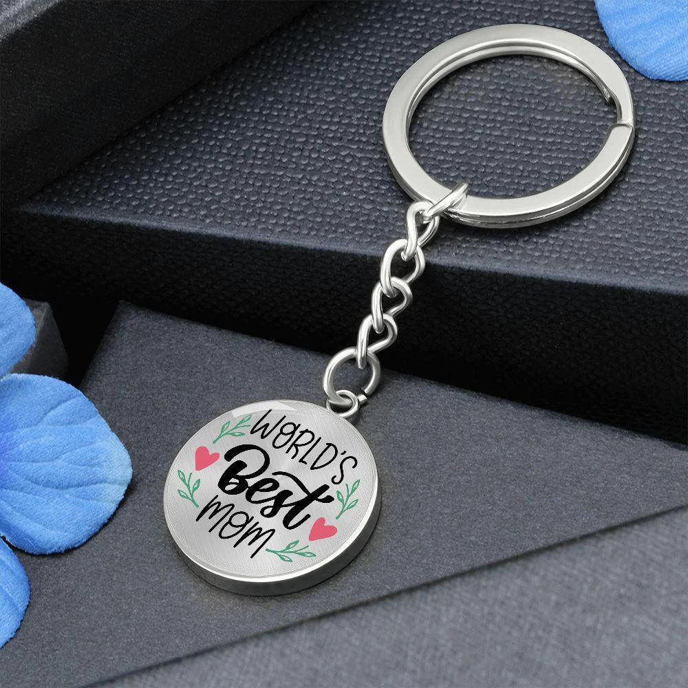 World’s Best Mom Engraved Circle Keychain – Mother’s Day Gift, Birthday Gift for Mom