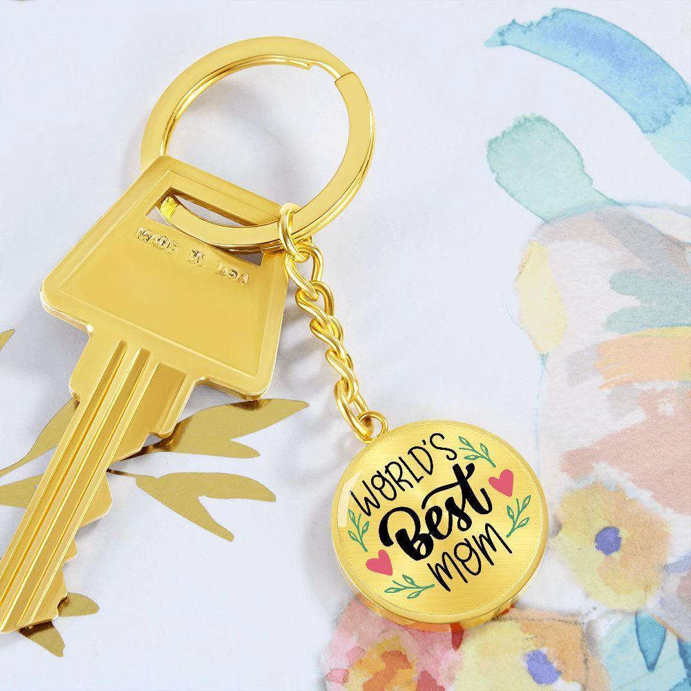 World’s Best Mom Engraved Circle Keychain – Mother’s Day Gift, Birthday Gift for Mom