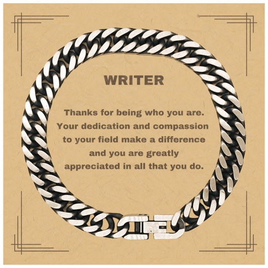 WriterCuban Chain Link Bracelet - Thanks for being who you are - Birthday Christmas Jewelry Gifts Coworkers Colleague Boss - Mallard Moon Gift Shop