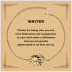 WriterSunflower Bracelet - Thanks for being who you are - Birthday Christmas Jewelry Gifts Coworkers Colleague Boss