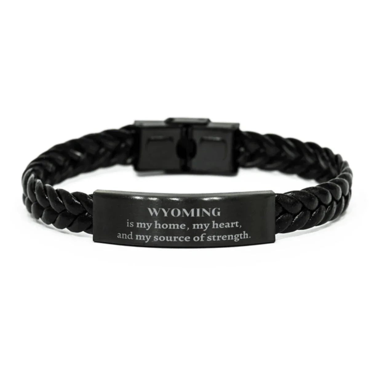 Wyoming is my home Gifts, Lovely Wyoming Birthday Christmas Braided Leather Bracelet For People from Wyoming, Men, Women, Friends