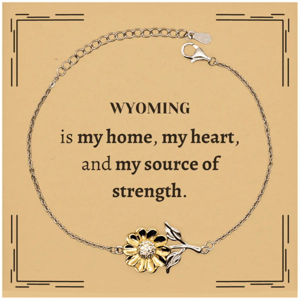 Wyoming is my home Gifts, Lovely Wyoming Birthday Christmas Sunflower Bracelet For People from Wyoming, Men, Women, Friends