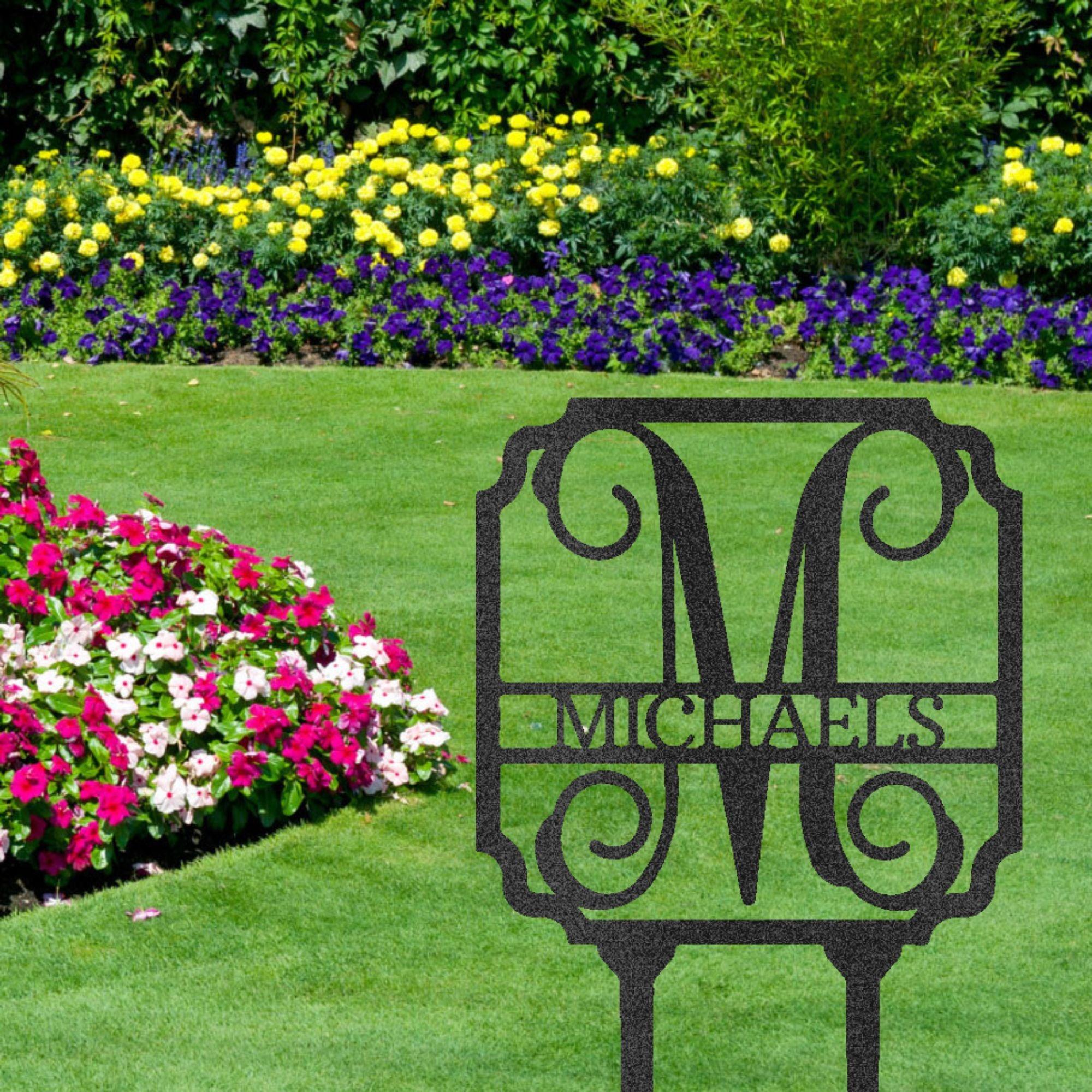 Vine Custom Name Initial Address Garden Lawn Yard Steel Stake Sign - Mallard Moon Gift Shop