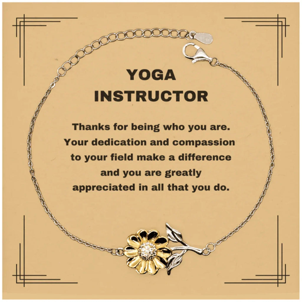 Yoga InstructorSunflower Bracelet - Thanks for being who you are - Birthday Christmas Jewelry Gifts Coworkers Colleague Boss