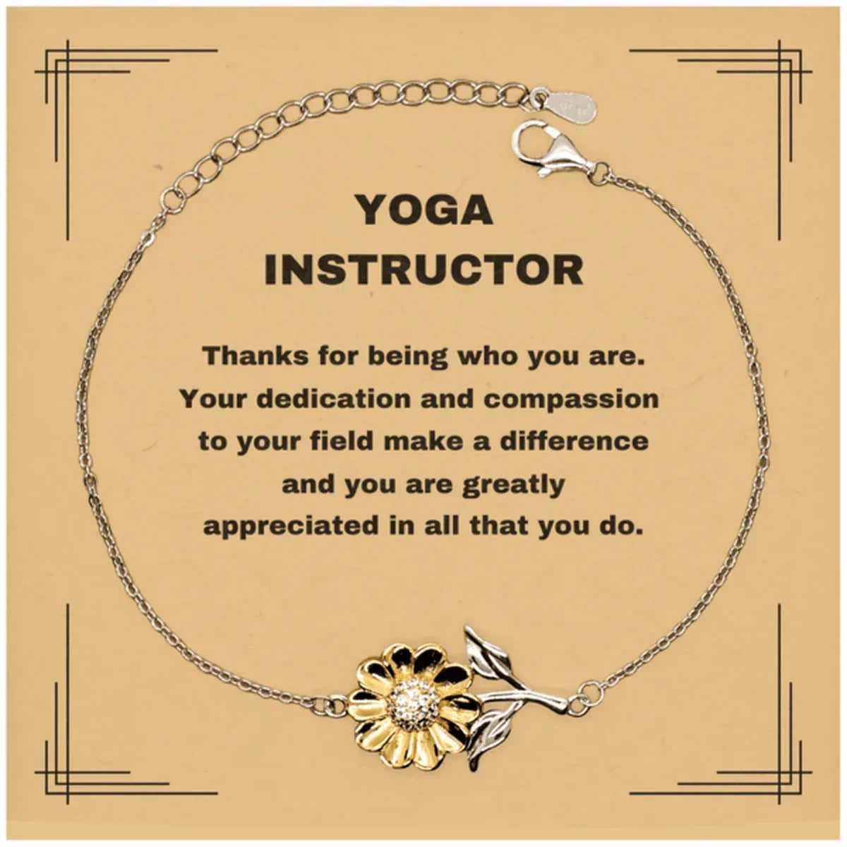 Yoga InstructorSunflower Bracelet - Thanks for being who you are - Birthday Christmas Jewelry Gifts Coworkers Colleague Boss
