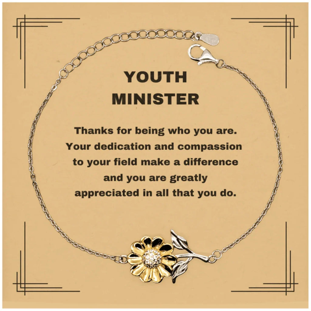 Youth MinisterSunflower Bracelet - Thanks for being who you are - Birthday Christmas Jewelry Gifts Coworkers Colleague Boss
