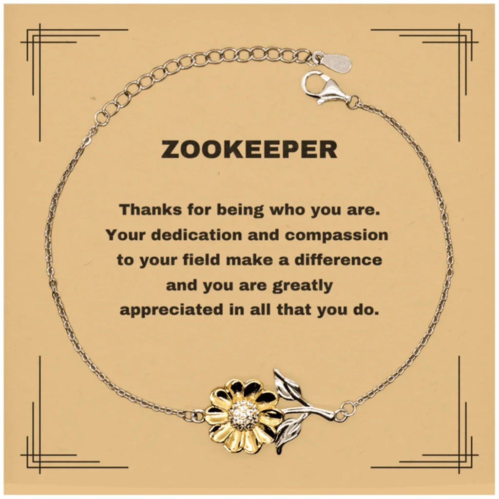 ZookeeperSunflower Bracelet - Thanks for being who you are - Birthday Christmas Jewelry Gifts Coworkers Colleague Boss